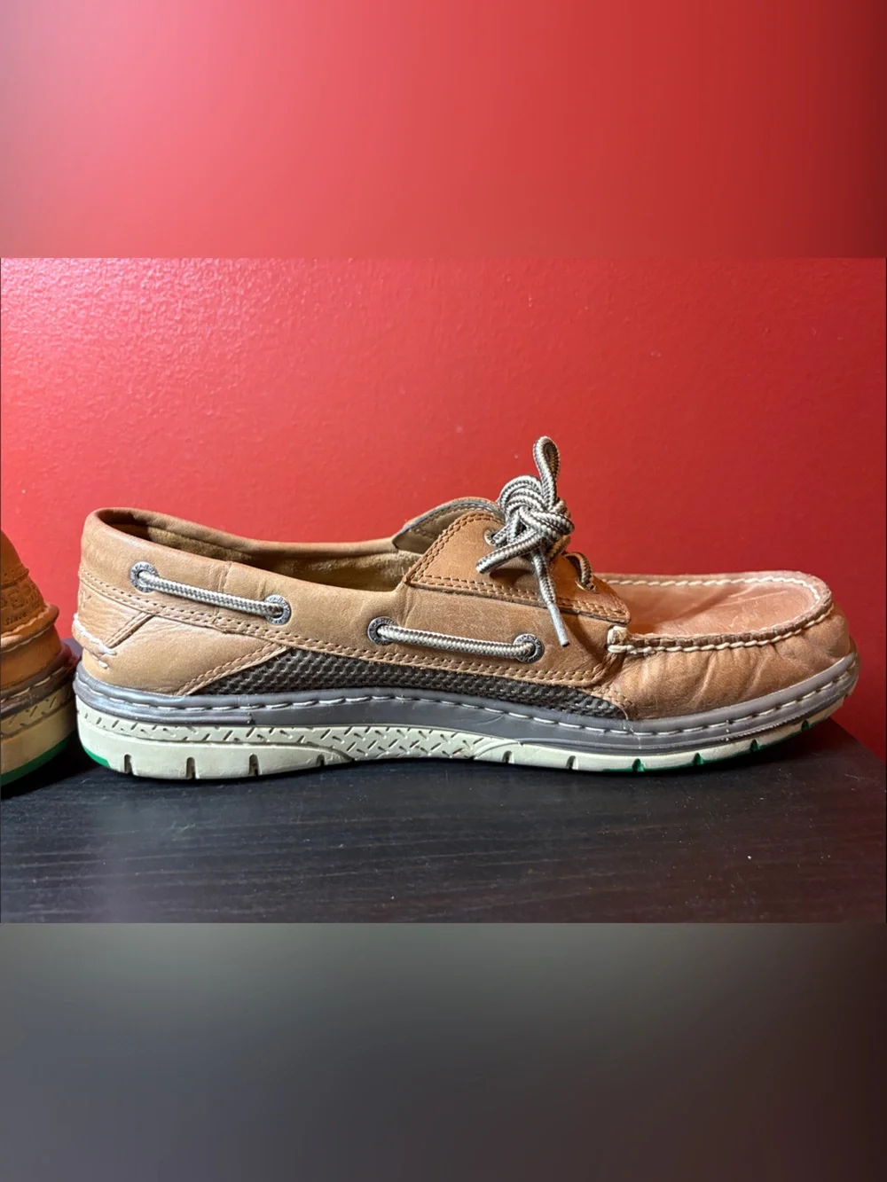 Sperry Brown Leather Moc-Toe Boat Shoes with Contrast Laces